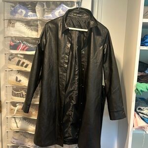 Black trench coat with tie